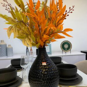 Black Vase & Colorful Flower