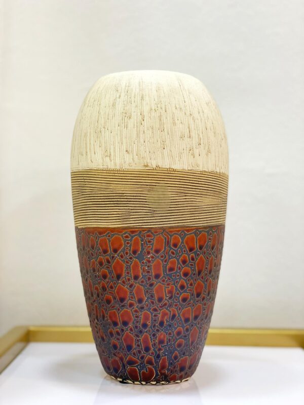 Brown and cream vase